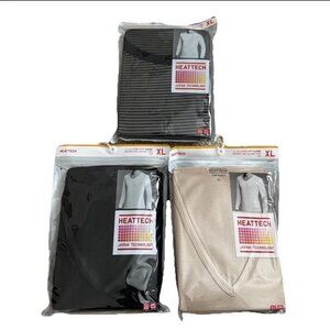 3 Pack UNIQLO Japan Heat tech Crew V Neck Long Sleeve T Shirt Winter L Set Lot